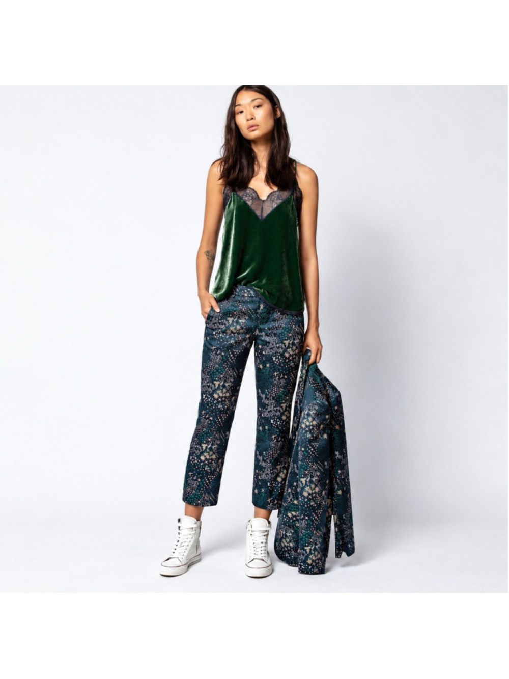Zadig & Voltaire Posh Jac Glam Metallic Jacquard Cropped Pants EU 34 XS